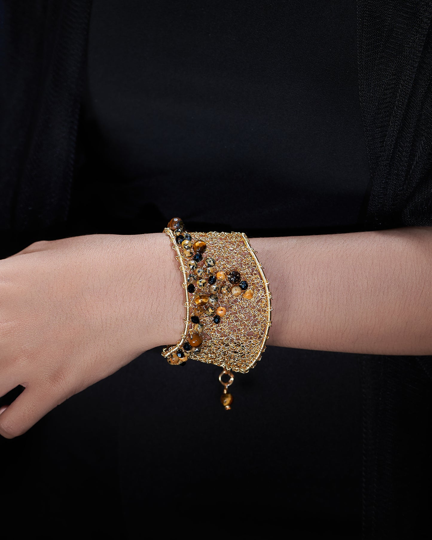 Avara Tiger Eye Gold Bangle