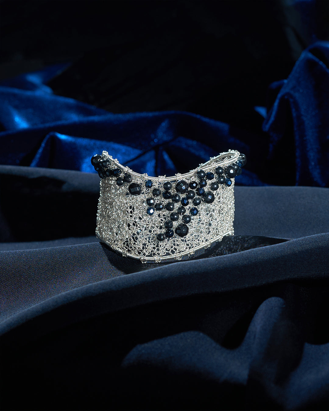 Avara Hematite Silver Bangle