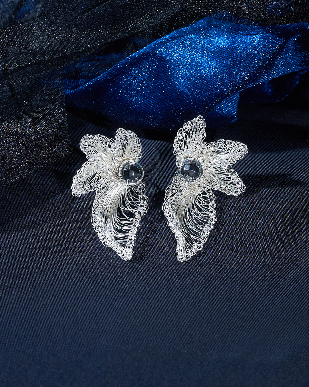 Padma Hematite Silver Earrings