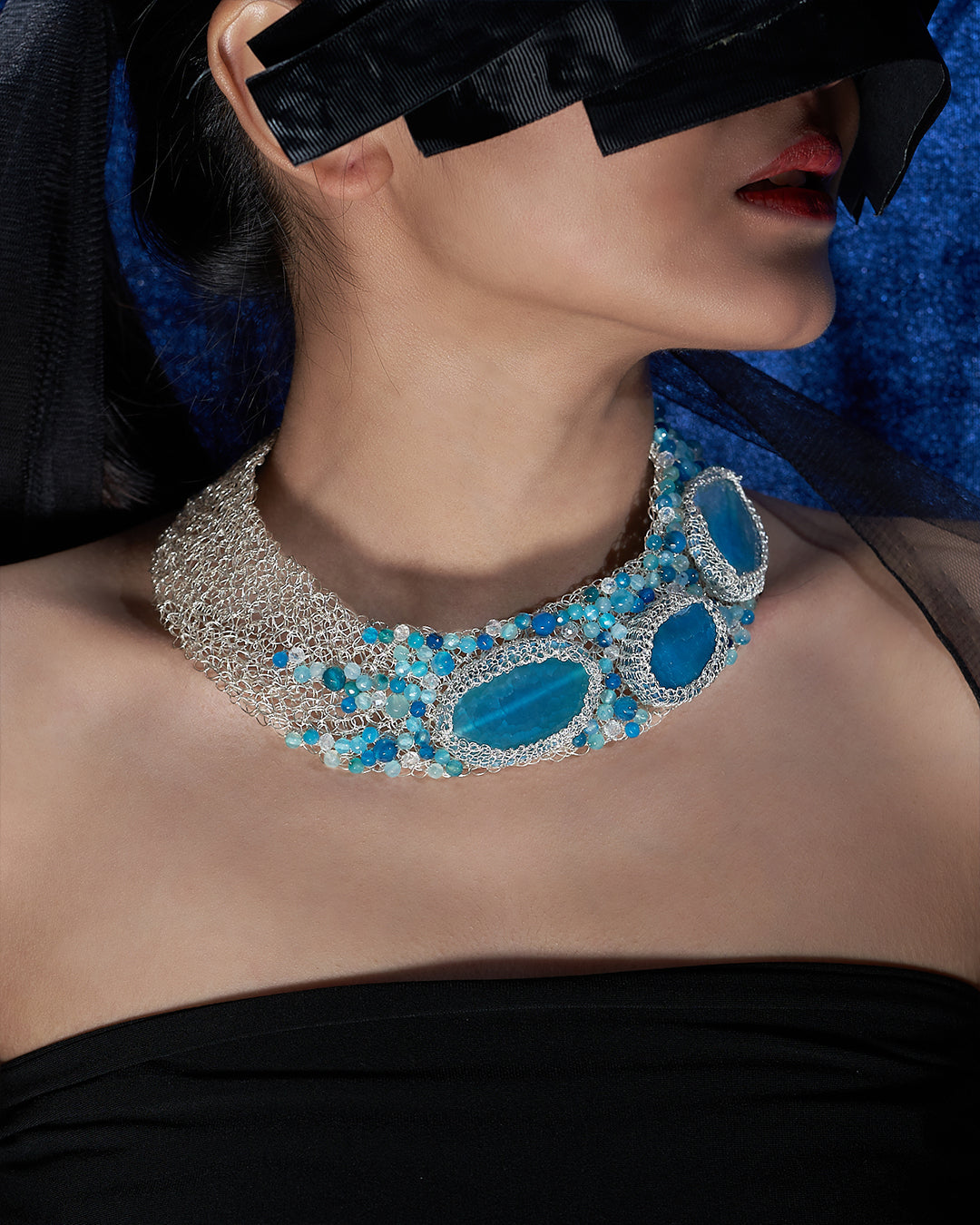 Zenara Blue Silver Necklace