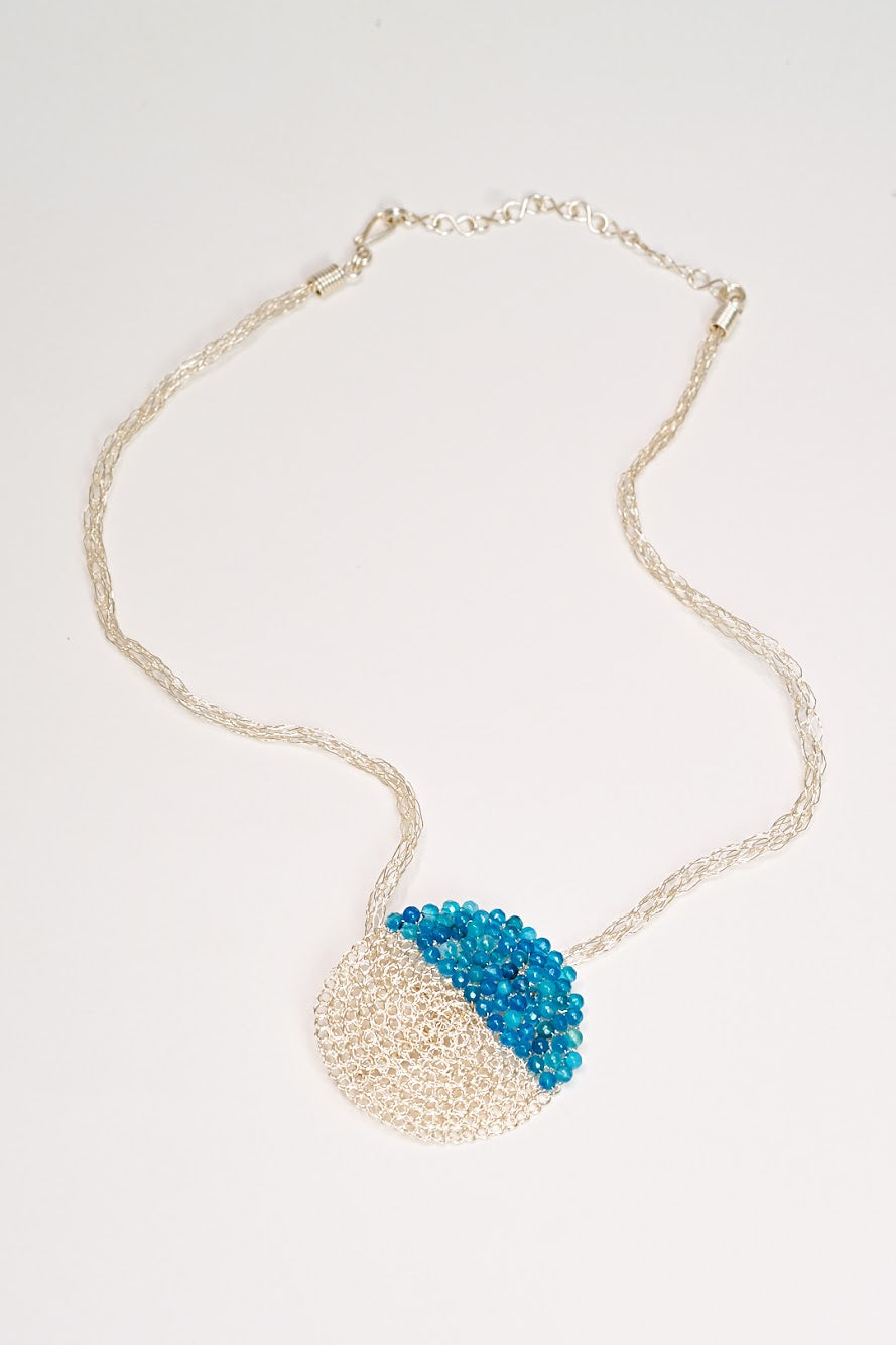 PENDANT BROOCH BLUE SILVER