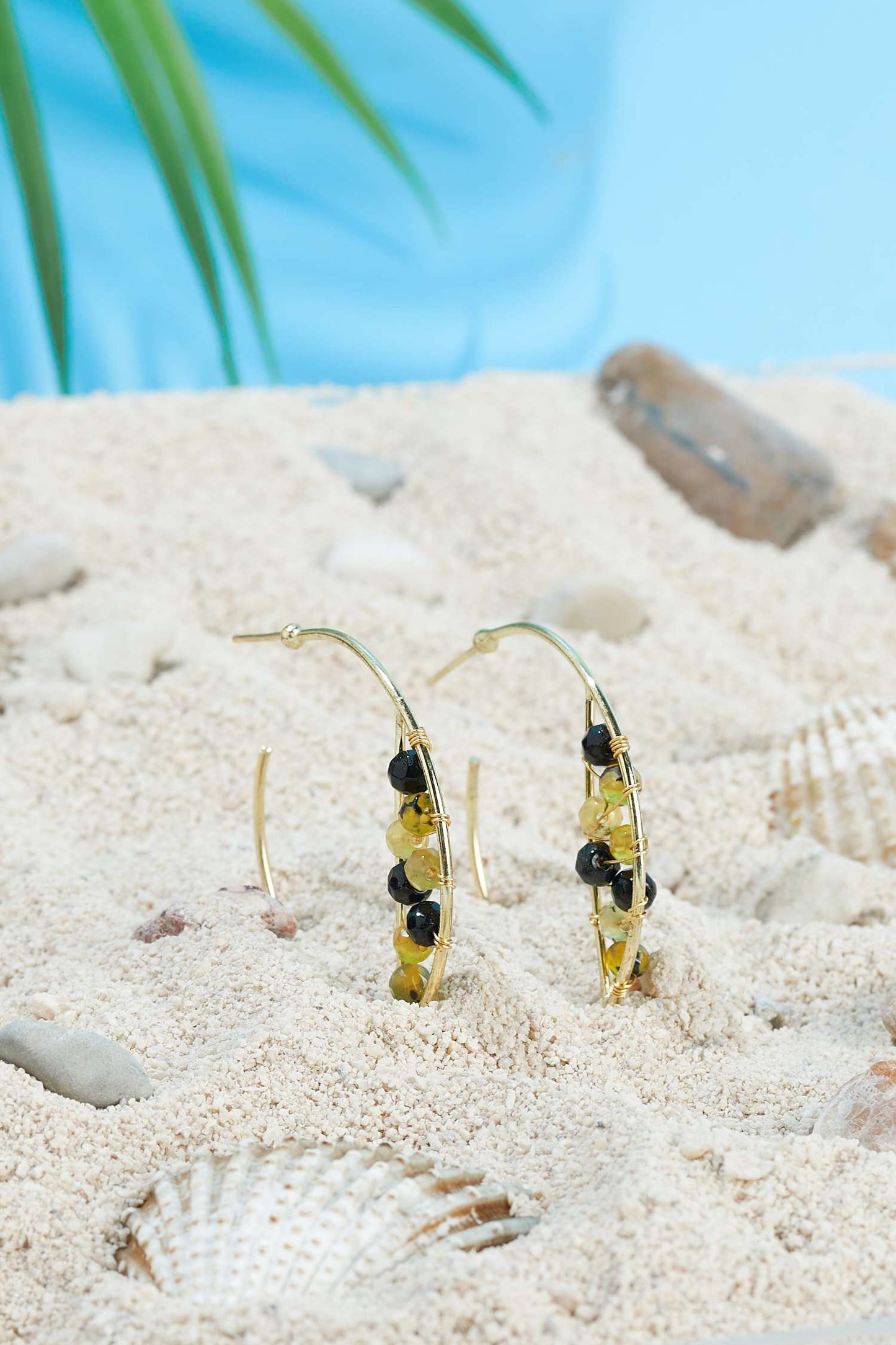 Madrid yellow black brass earring (12)