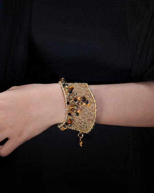 Avara Tiger Eye Gold Bangle
