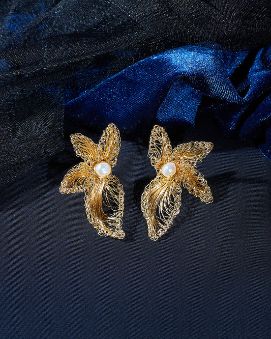 Padma Pearl Gold Earrings