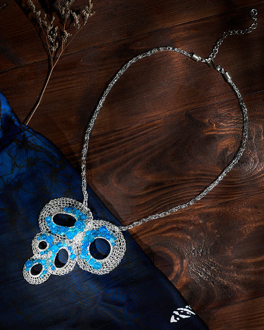 Gayatri Brooch Blue Silver