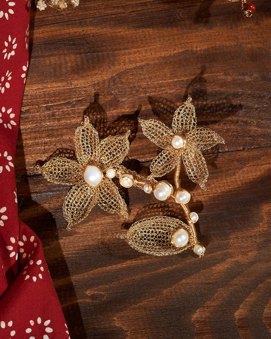 Lakshmi Pearl Gold Brooch