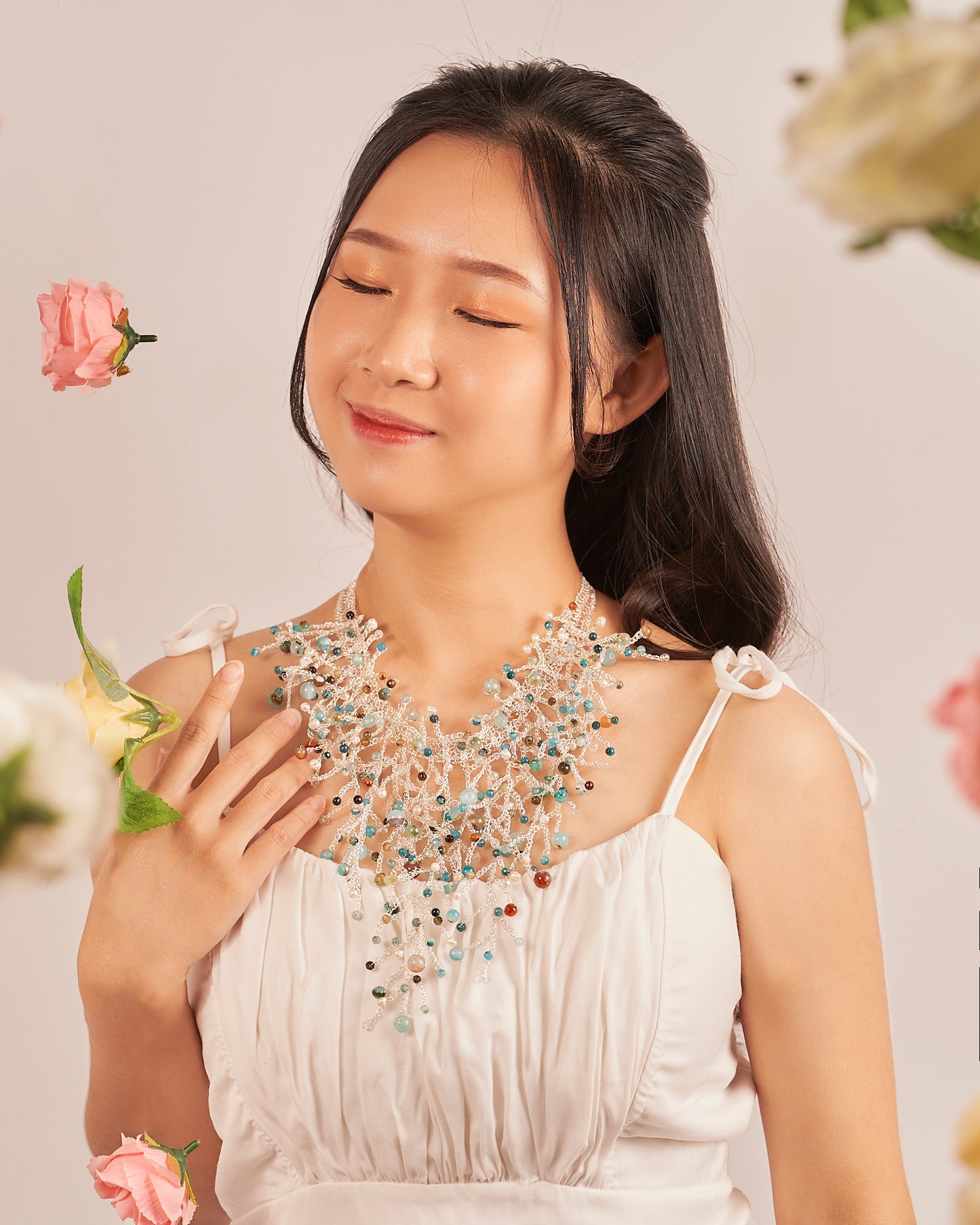 Vine Blue Silver Necklace
