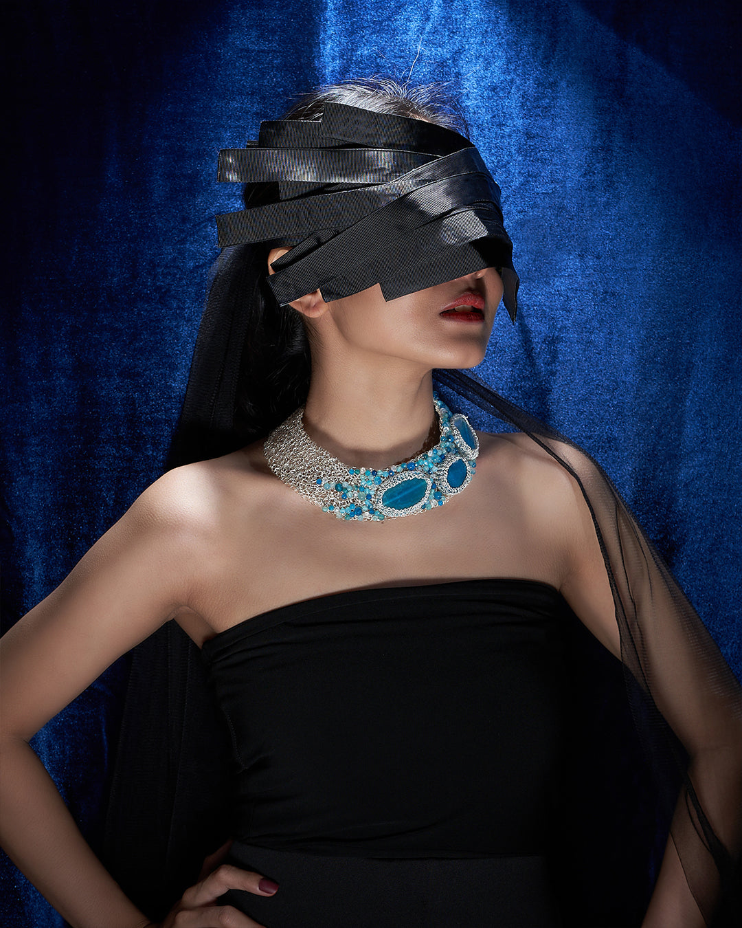 Zenara Blue Silver Necklace