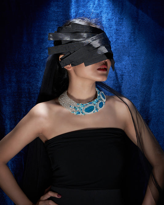 Zenara Blue Silver Necklace