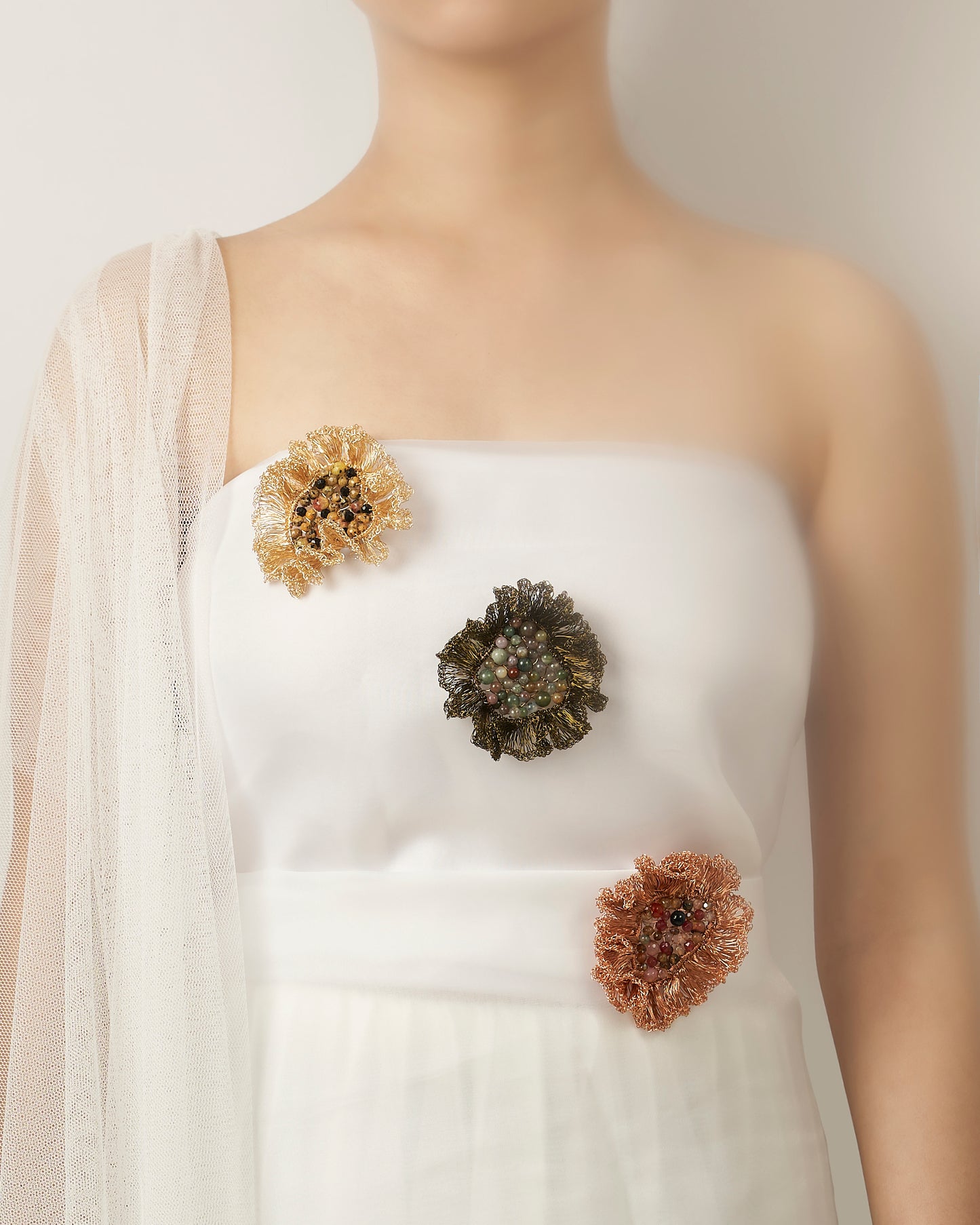 Dreamy Zinnia Brooch Green India GM