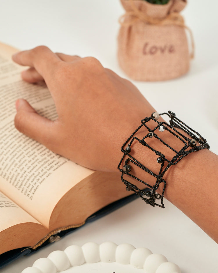 Maze Black Bangle