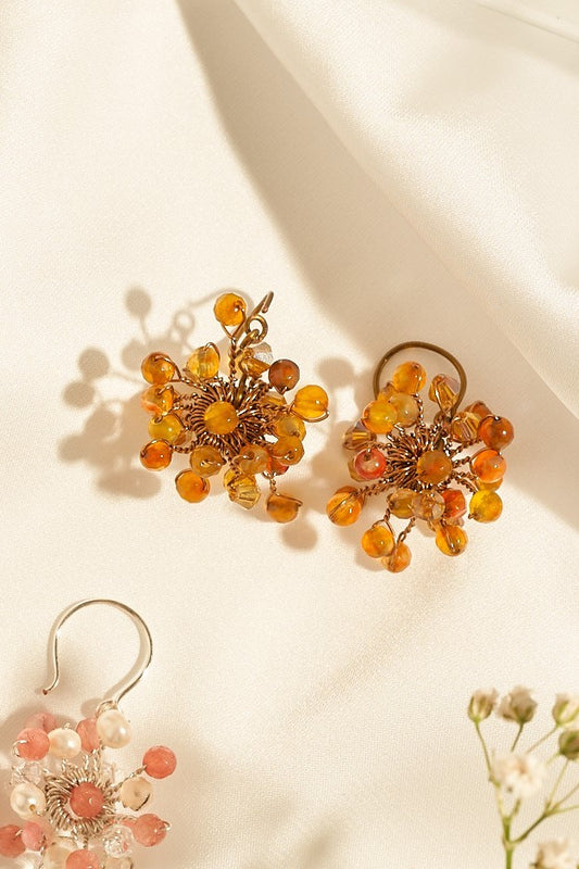 Baby breath dangling earrings brown GM