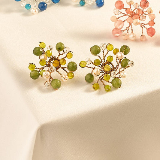 Baby breath studded earring green GM