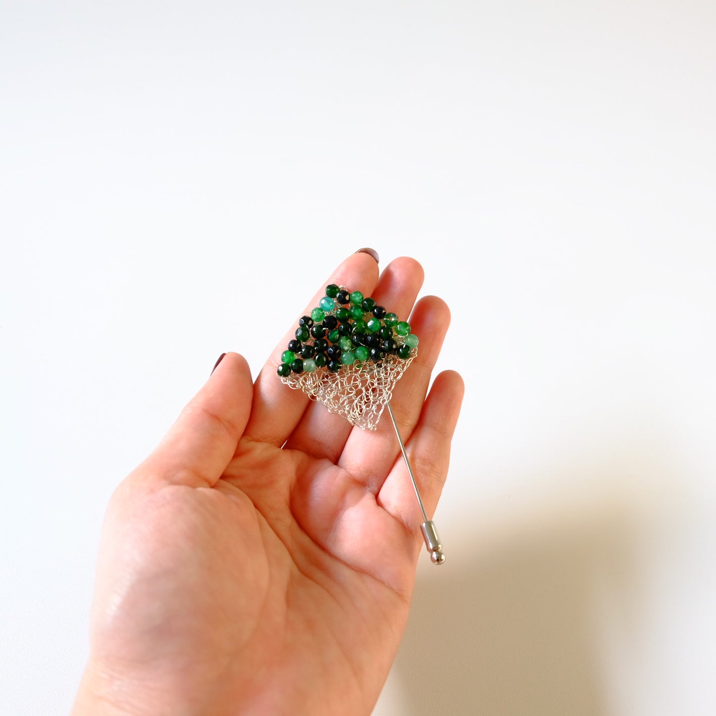 SQUARE CROCHET GREEN SILVER