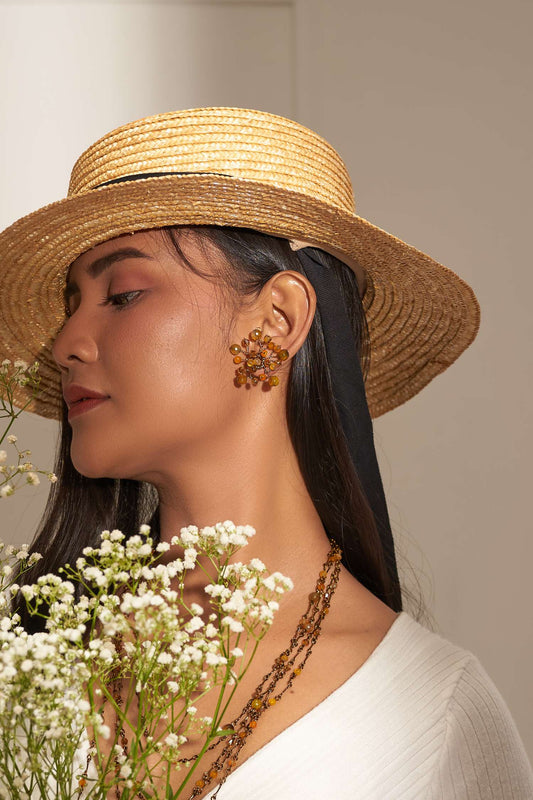 Baby breath studded earring brown GM