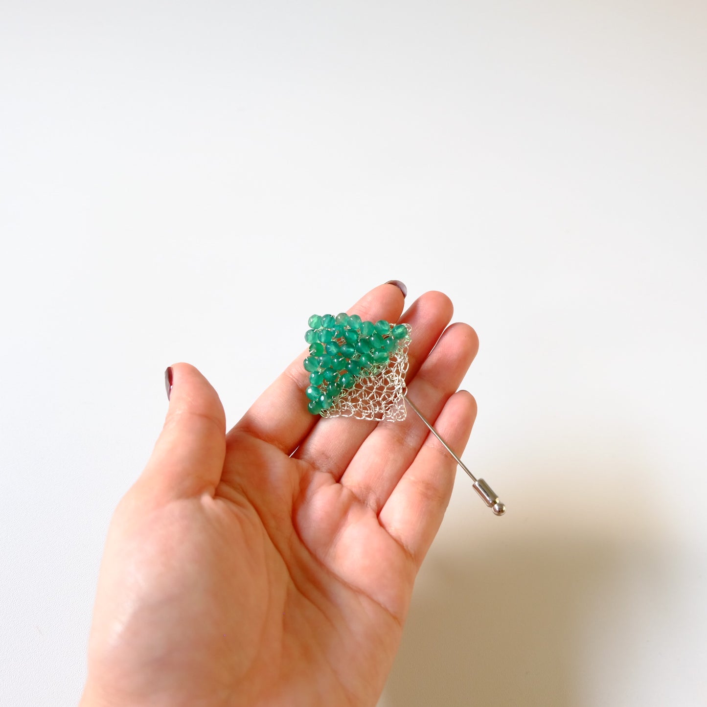 SQUARE CROCHET GREEN SILVER