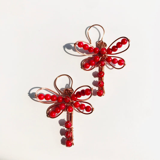 DRAGONFLIES EARRING CORAL RG