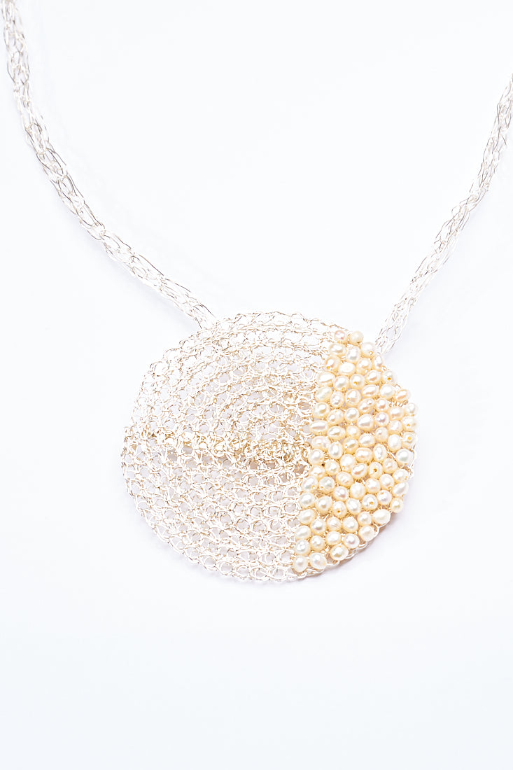 PENDANT BROOCH PEARL SILVER