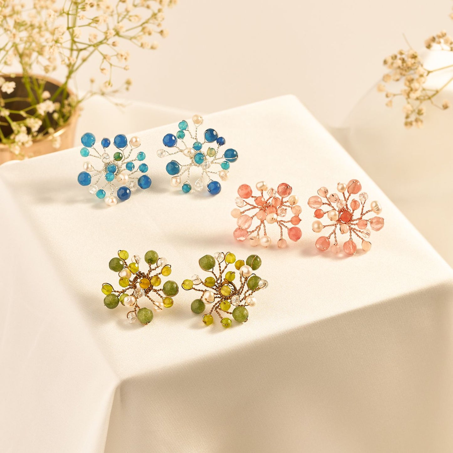 Baby breath studded earring pink RG