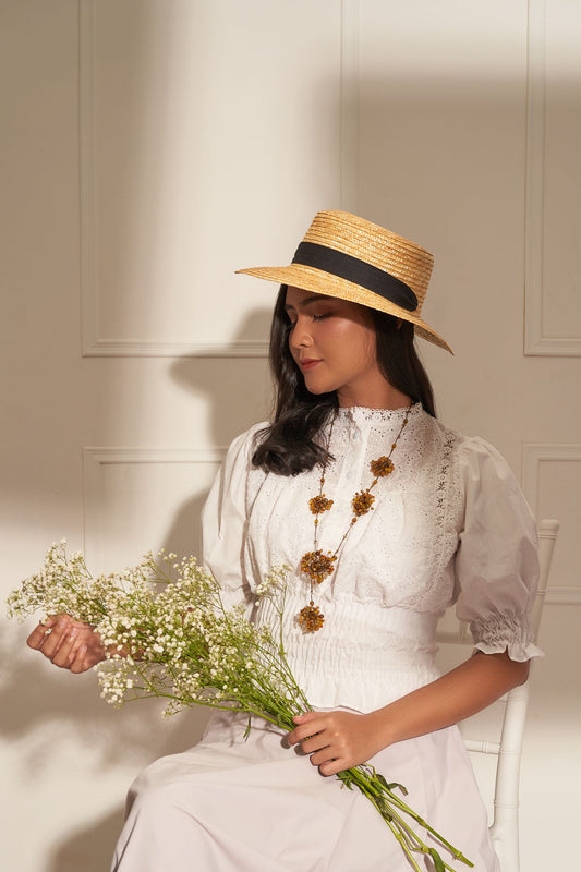 Baby breath single layer necklace brown GM