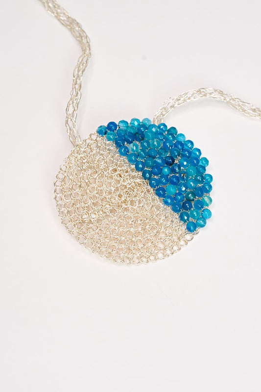 PENDANT BROOCH BLUE SILVER