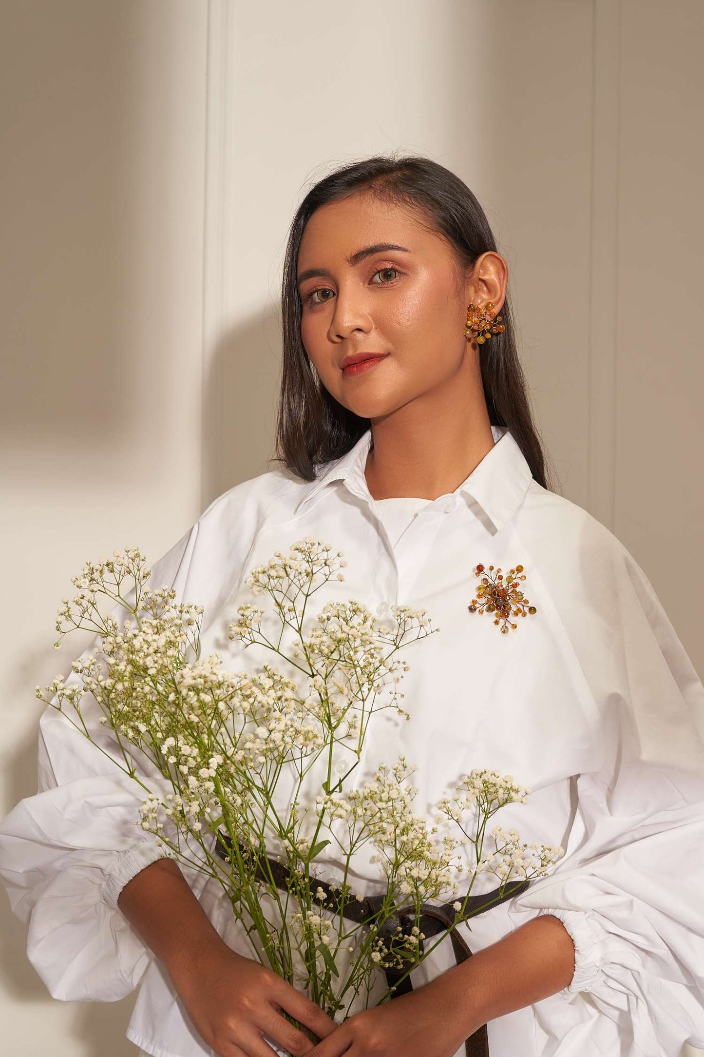 Baby breath brooch brown GM