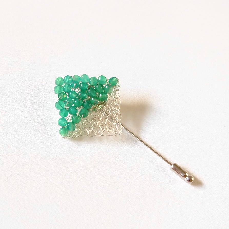 SQUARE CROCHET GREEN SILVER