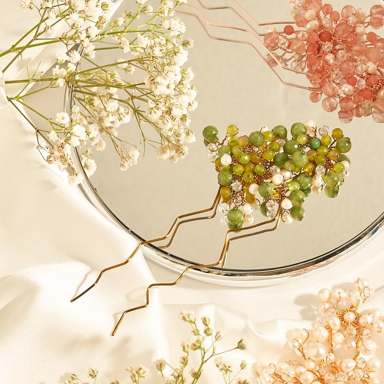 Baby breath hairpin green GM