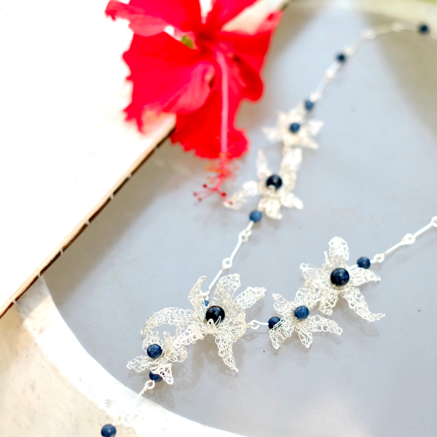 CANANGA NECKLACE  BLUE SILVER