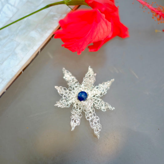 CANANGA BROOCH BLUE SILVER